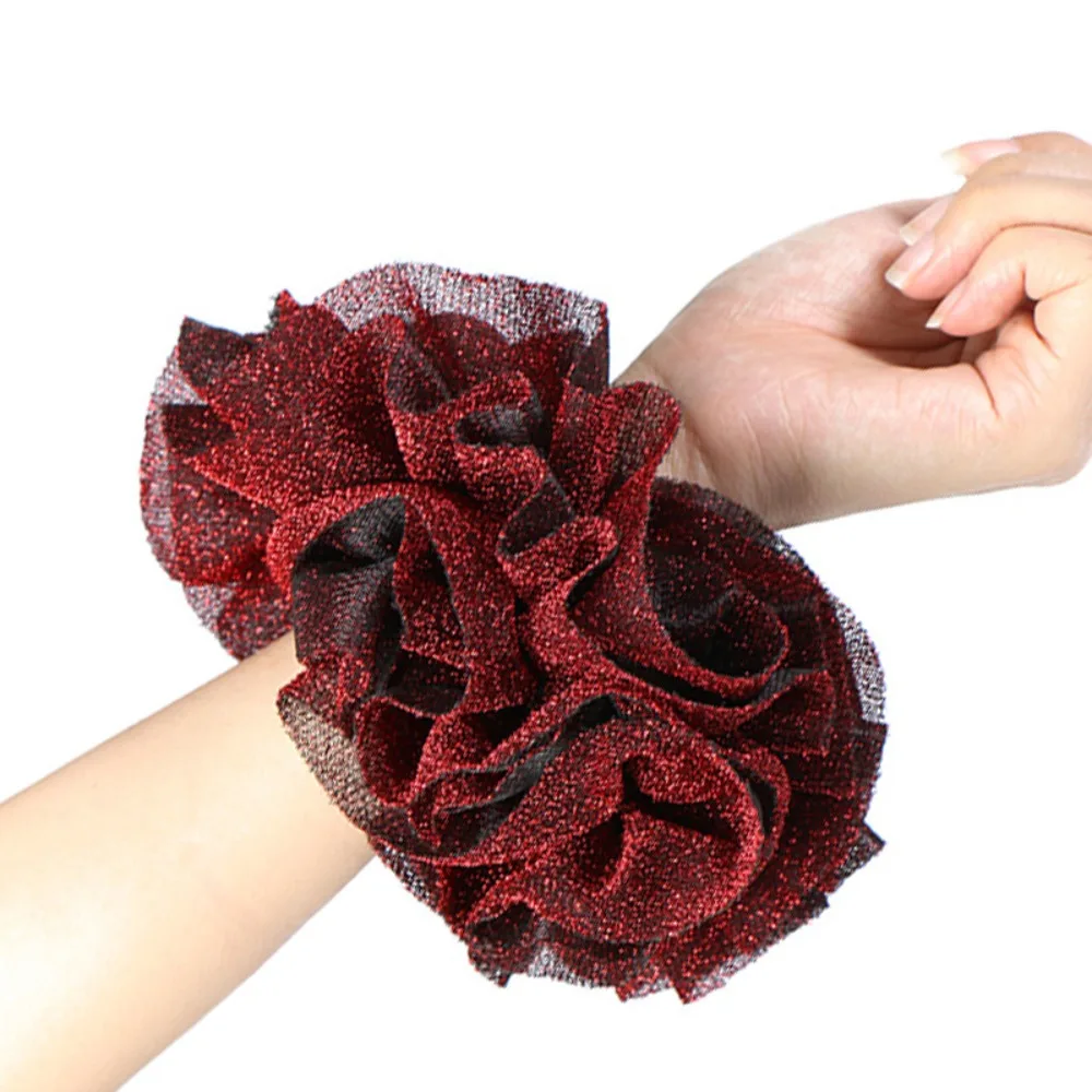 Headwear Oversize Scrunchies Fabric Art Elastic Elastic Shiny Velvet Fabric Hair Ring Golden Velvet Elastic Rubber Bands Hair