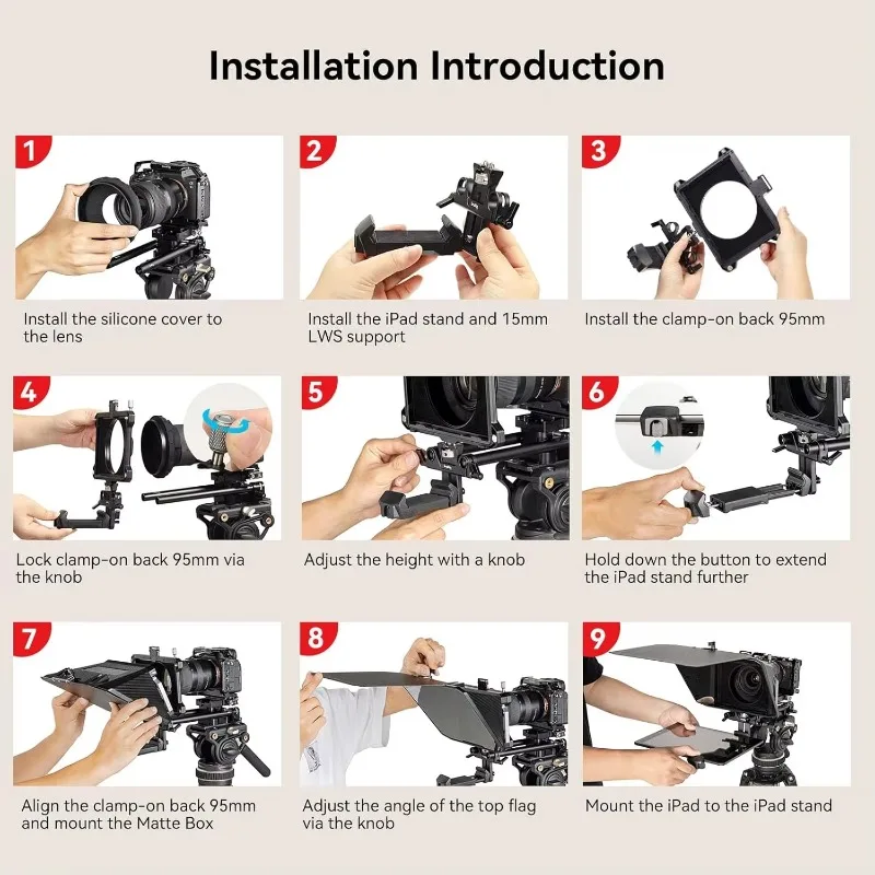 11‑Inch Tablet Teleprompter PDF‑Supported Mirror‑Free Design 15mm LWS Baseplate DSLR Live Stream Interview Shooting Accessory