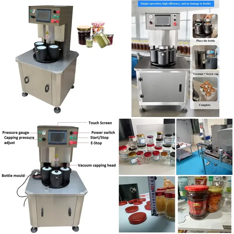 CE Factory Direct Glass Jar Screw Cap Sealing Machine Vacuum Capping Equipment for Glass Bottles Automatic Sealer