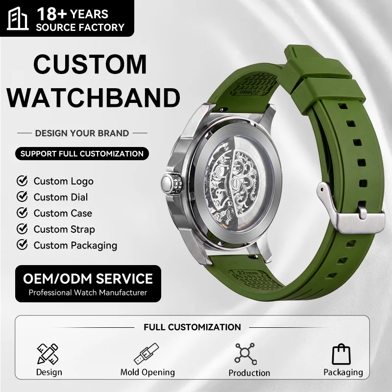SHX Solid Color Minimalist Style Silicone Watch Strap Flat Waterproof Wear-Resistant Hot-Selling Item in Stock