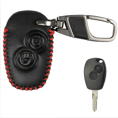 원격 키 링 커버 케이스 Renault Trafic Clio Master Modus Twingo Dacia Duster Logan Sandero Opel Vauxhall 용 2 버튼 가죽