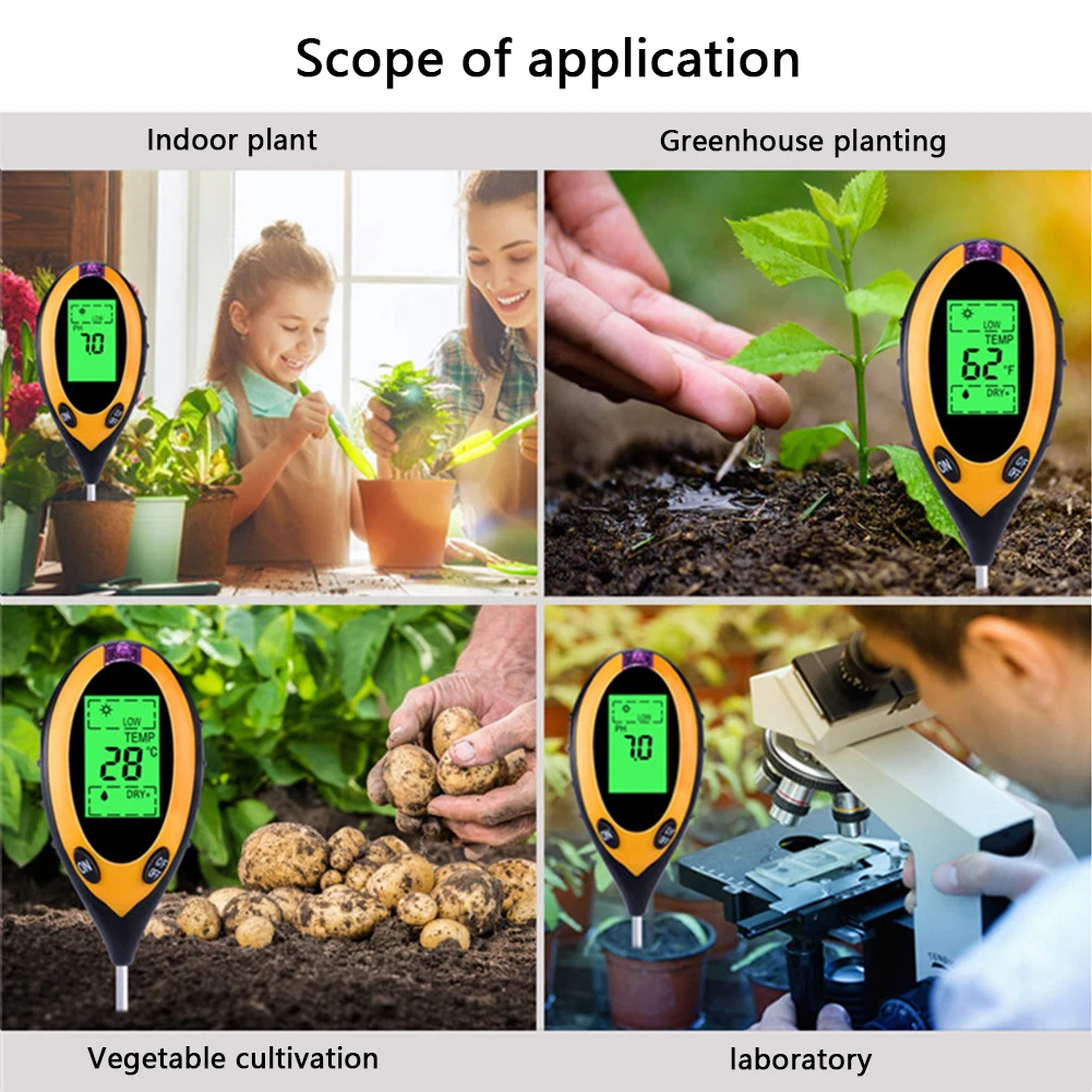 Soil PH and Humidity Tester Nutrient Water Tester High Precision Household Gardening Flower Grass Fertility Meter 1PC