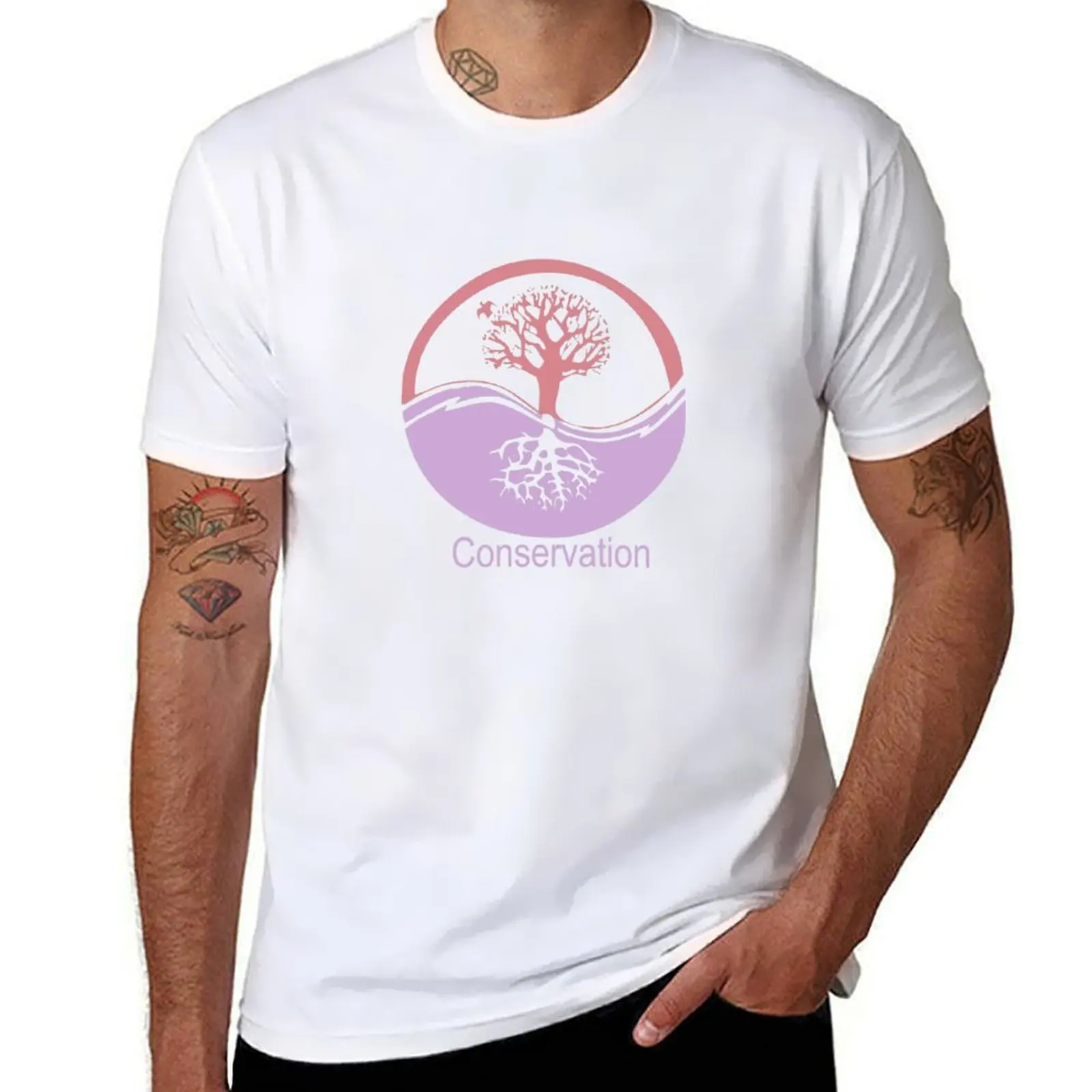 

Conservation Tree Symbol Pink and Purple T-Shirt cotton tshirt 100% t shirts for man graphic tees T-Shirt