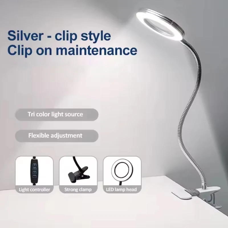 3-farbige LED-Schreibtischlampe, eine flexible Schreibtischlampe aus Glas, die für Lesen, Reparieren, Schönheiten und Untersuchungen zu Hause eingesetzt wird