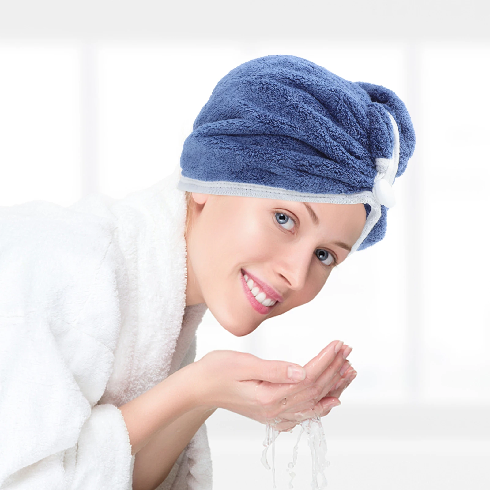 

2Pcs Hair Drying Towel Wrap Fast Absorbent Soft Reusable Turban for Women Wet Hair Lightweight Non-Damaging Gentle Fabric