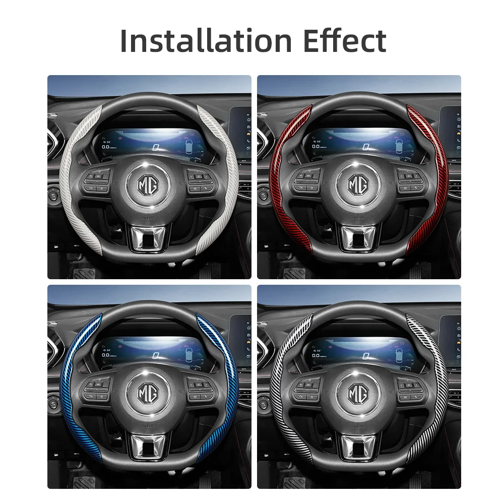 Suitable for Mg Carbon Fiber Texture Steering Wheel Covers with Segmented Quick-Release Design, Durable, Compatible with Zs Astor Ev Hs Phev Mg4 Mg3 Mg5 Windsor Comet Marvel R Hector Plus Vs Hev and Other Models
