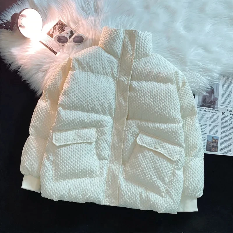 

Design Sense Niche Waffle Winter Clothes 2023 New Women Bread Clothes Stand Collar Cotton padded Jacket Coat