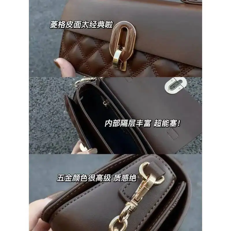 Bloom Vintage Coffee Handbag Women High Street Leather Handle Chic Messenger Bag Ladies Retro Casual Crossbody Bags Aesthetic