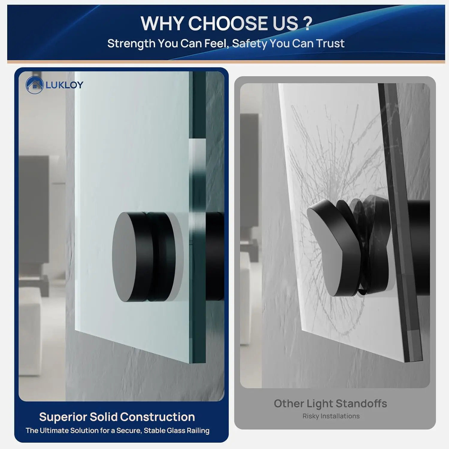 10 Pack Marine Grade SS316 Solid 1.32lb Heavy Duty Glazen Reling Standoff voor Balkon Trap Balustrade Beugel, 2 "Gla