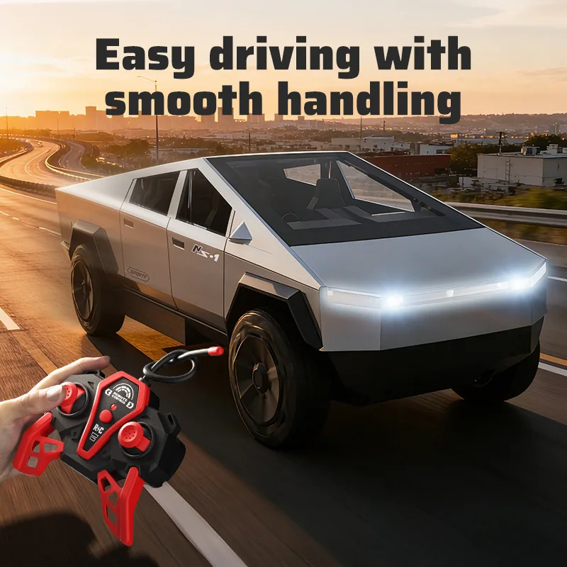 RC Pickup Truck 40MHz Radio Operated Car With Spray LED Light USB Recharge Hobby RC Model For Indoor Outdoor Festival Birthday