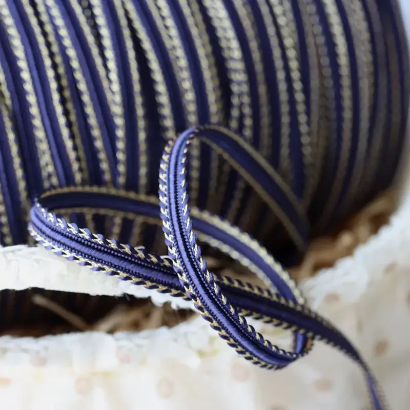 Braided Lace Ribbon for Home Decoration, Black Gold Trim, Sewing Centipede, DIY Clothes, Curve Lace Accessories Party Decoration