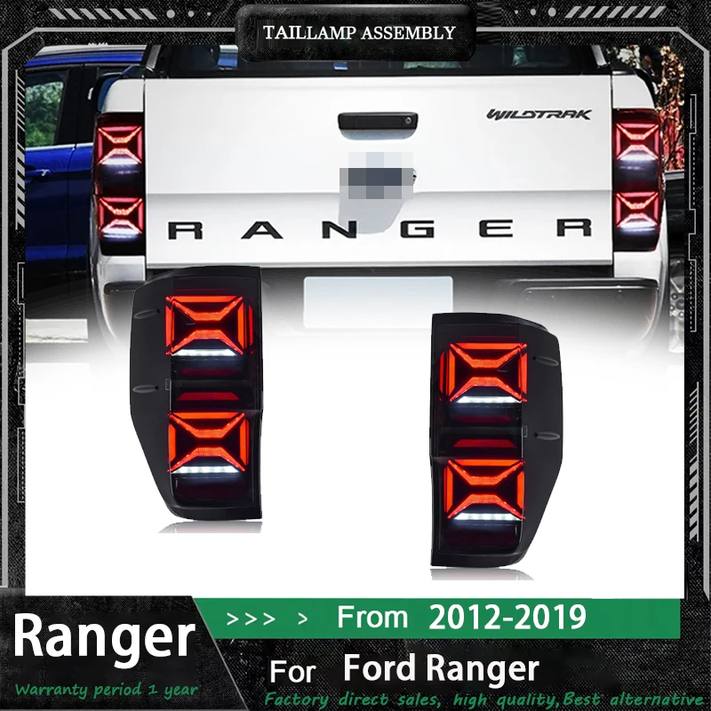 Luci posteriori per auto per Ford RANGER 2012-2019 Full LED Freno Lampada di coda retromarcia Indicatore di direzione dinamico Gruppo lampada di coda