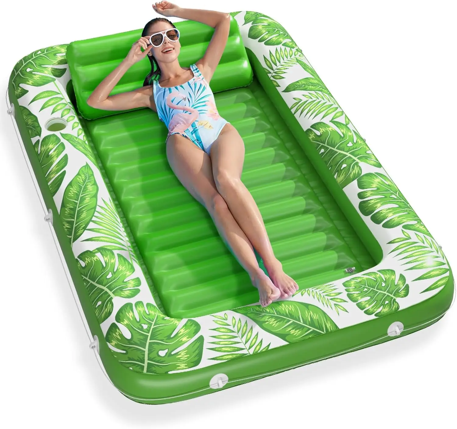 

Inflatable Tanning Pool Lounger Float - 4 In 1 Sun Tan Tub Sunbathing Pool Lounge Raft Floatie Toys Water Filled Tanning Bed