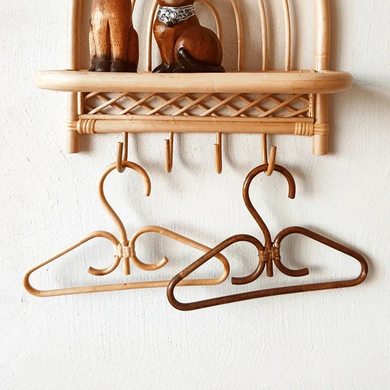 

Natural Rattan Handmade Hooks Bedroom Closets Storage Organizer Hangers for Clothes Storage Supplies Rack Home Decoration