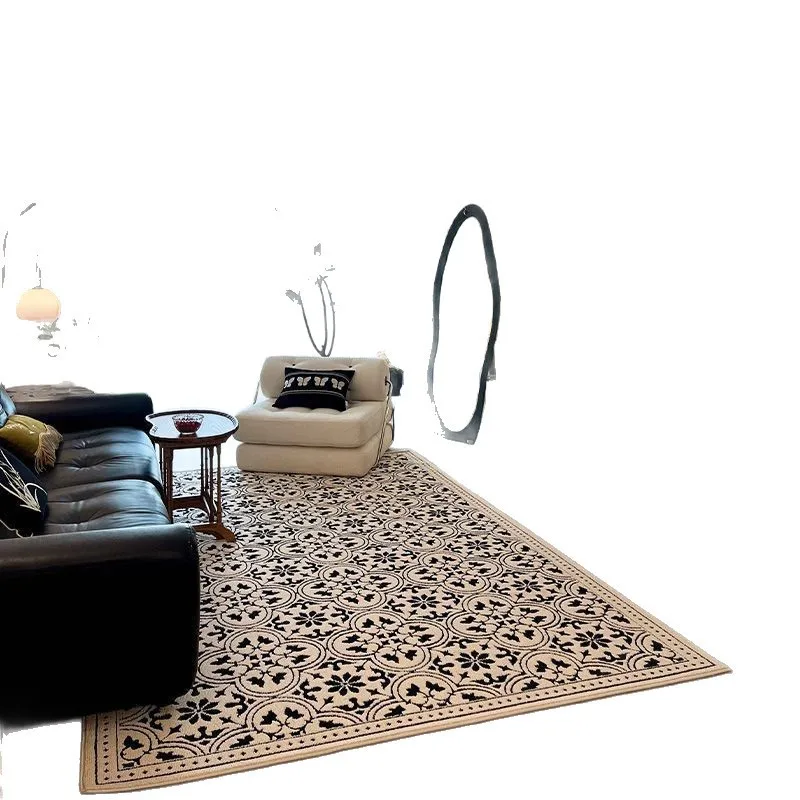 

French scrubbable leave-in living room carpet 2025 new light luxury high-end waterproof no-care bedroom