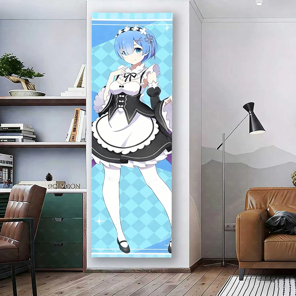 R-Rem Maid Anime Langer Wandteppich, niedliche Kawaii-Wanddekoration für Schlafzimmertür