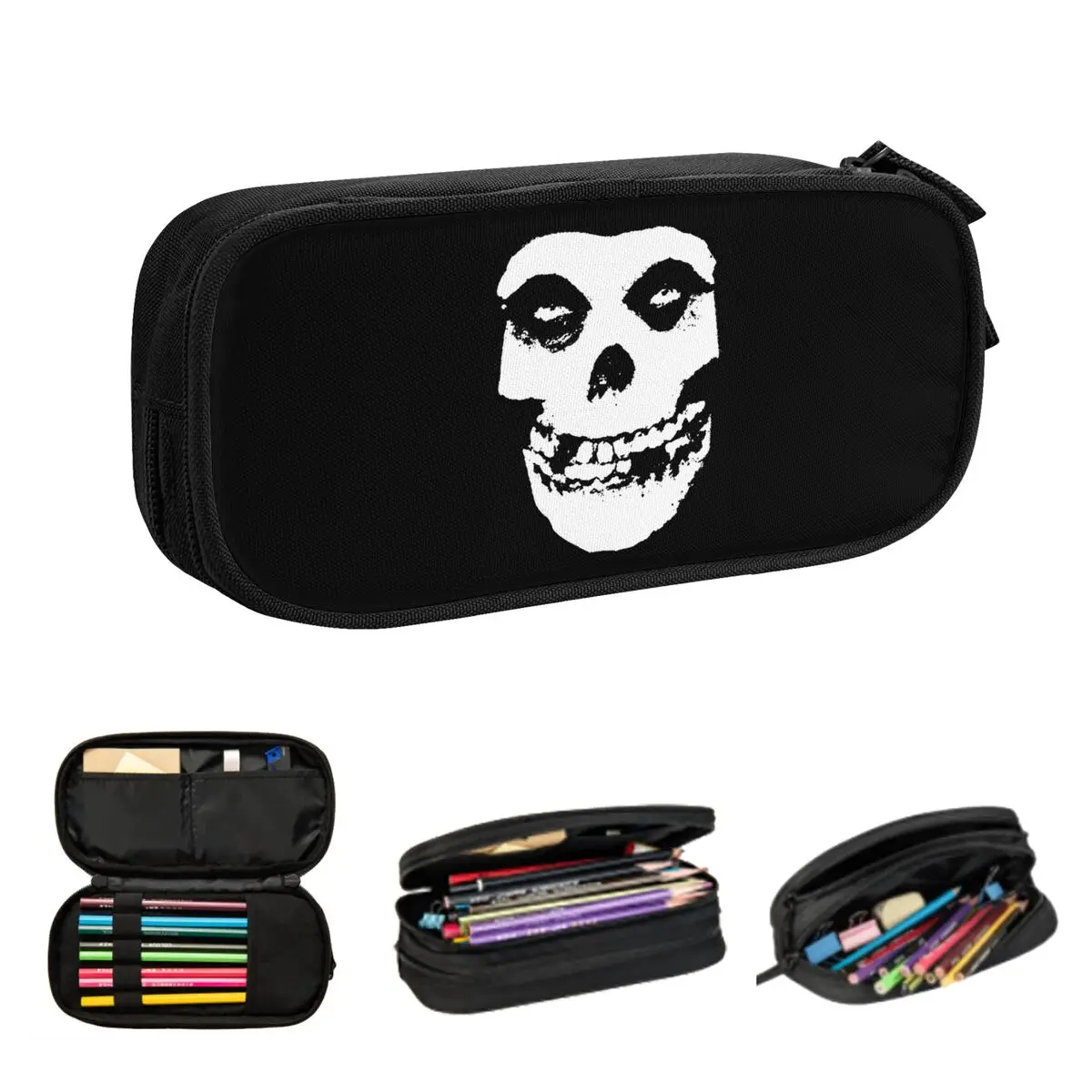 Misfits Skull Pencil Cases for Students School Pen Box Pencil Bag سعة كبيرة قلم رصاص الحقيبة حامل القلم