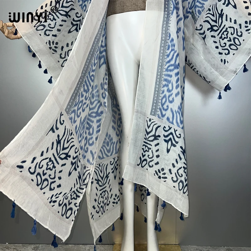 WINYI vestito estivo kimono africa boho stampa spiaggia cover up maxi abito cardigan abbigliamento da spiaggia donna abaya dubai caftano di lusso