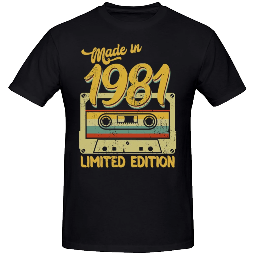 Funny Made in 1981 Limited Edition Birthday Gift Graphic T-shirts Men Fashion Casual Tshirt 100% Cotton Loose Oversized T Shirt