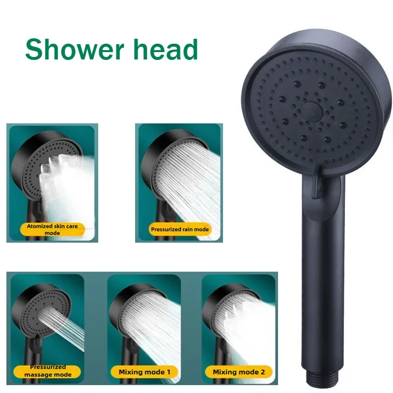 Pommeau de douche noir, 5 Modes, haute pression réglable, économie d'eau, Massage de l'eau, accessoires de salle de bains