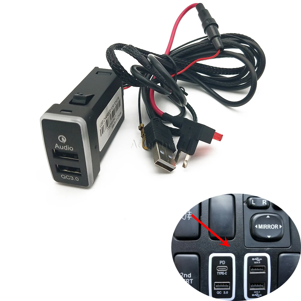 

Car Audio Data Adapter Socket Modified QC3.0 USB Audio Fuse Power Adapter Suitable For Toyota Corolla FJ Cruiser