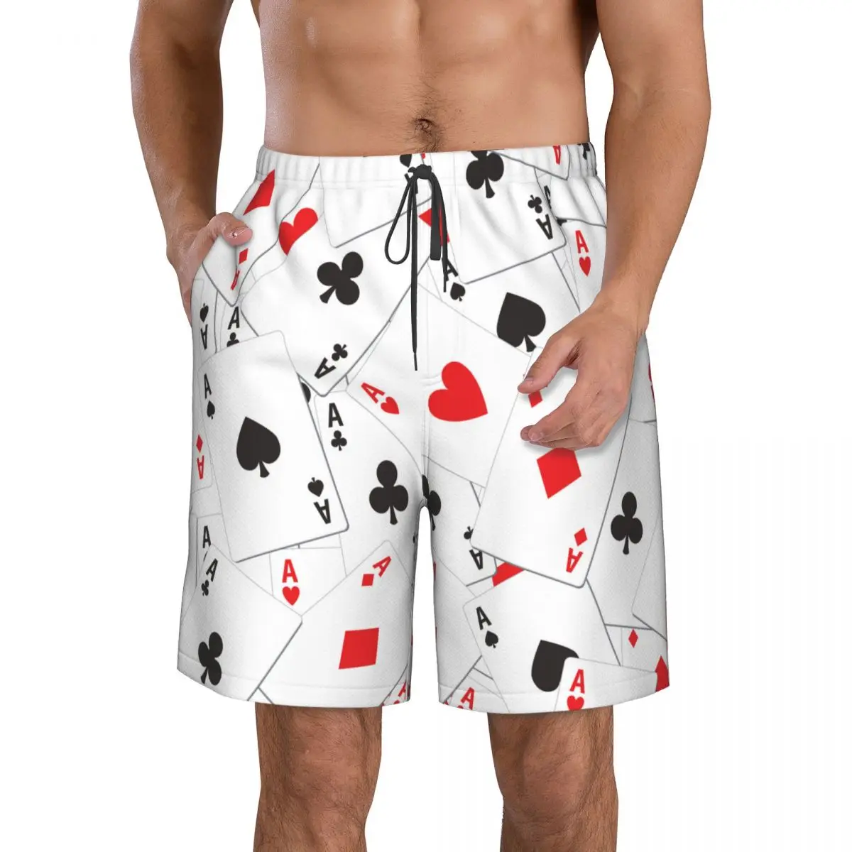 

Мужские плавки для плавания Poker Ace Pattern Быстросохнущие пляжные шорты с карманами Пляжные брюки Купальник
