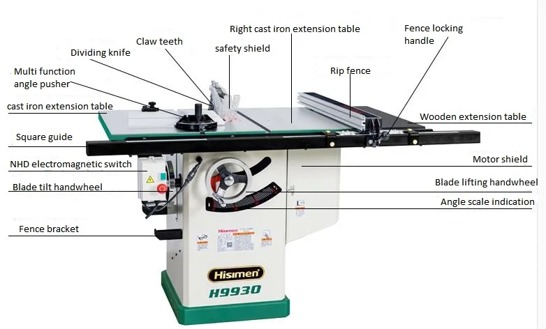 HICAS Wood Cutting Table Saw Woodworking Machine Sliding Table Saw for Wood Working