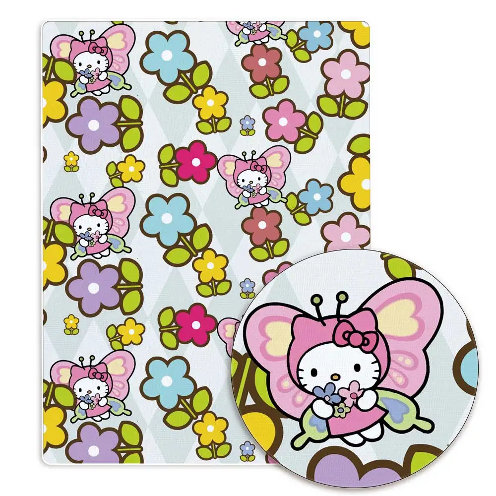 Hello Kitty 140x50CM tkanina bawełniana z motywem kreskówkowym patchworkowa tkanina dziecięca do szycia sukienka dla lalek zasłona poliestrowa tkanina bawełniana