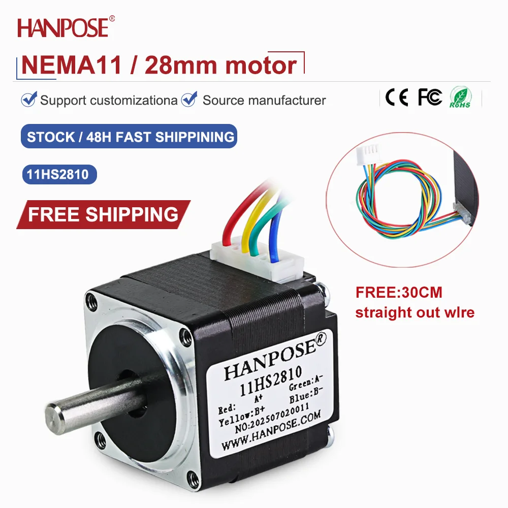 NEMA11  11HS2810 Miniature Stepper Motor 0.08N. m 0.8A 3D Printing Accessories Motor Manufacturer Direct Sales in Stock