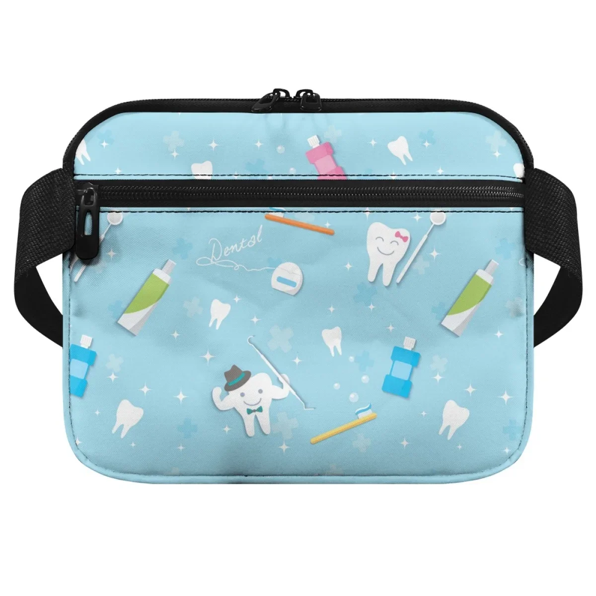 Medical Pack for Dentists Pharmacists Cute Blue Dental Design Casual Women Fanny Pack Hospital Work Organizer Pouch Multi Pocket