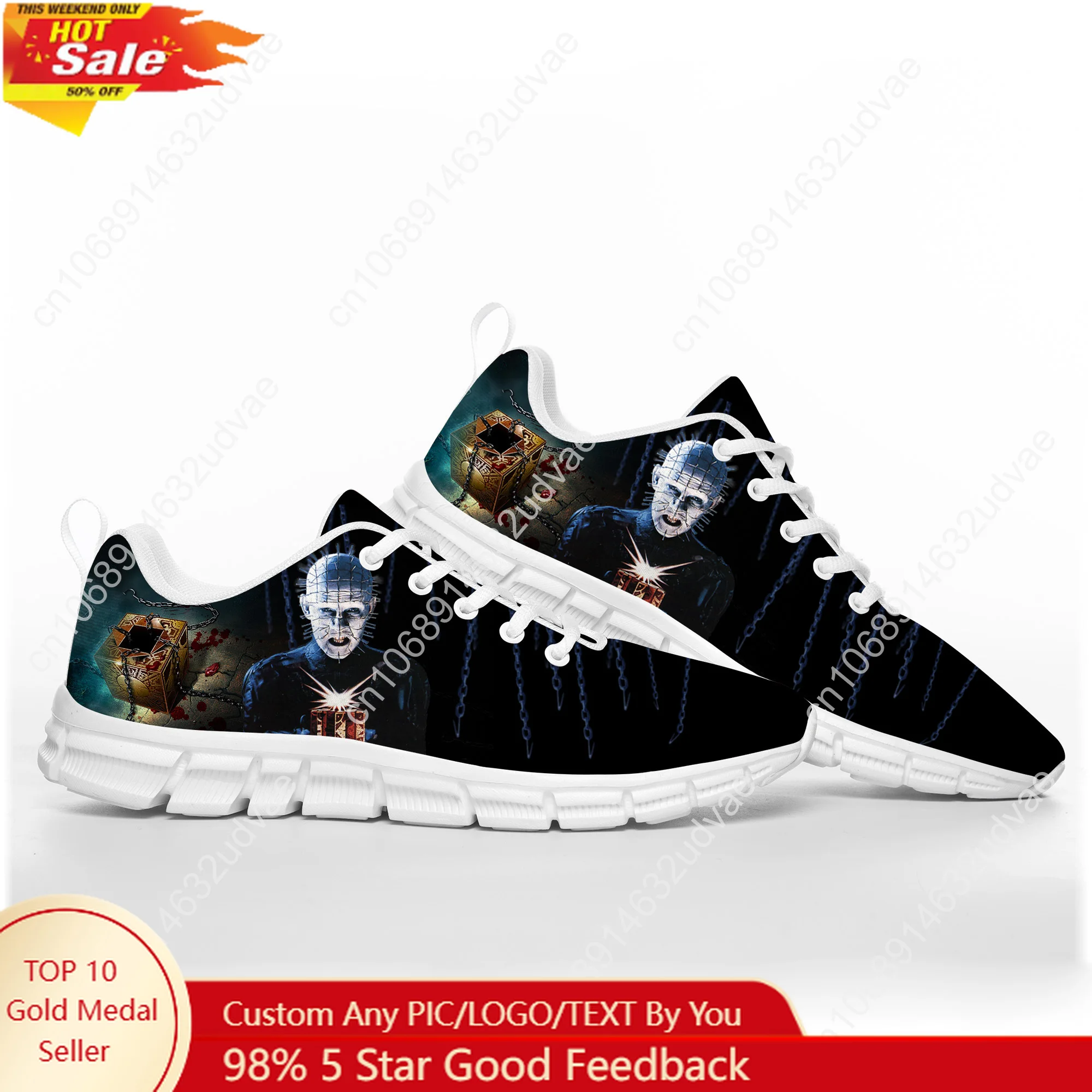 

Hellraiser Sports Shoes Mens Womens Teenager Sneakers Footwear Casual Custom Made Couple Shoes White