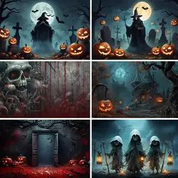 Bonvvie Halloween Theme Photocall Pictorial Cloth Seamless Photography Backdrop Background Studio Prop Halloween Party Prop