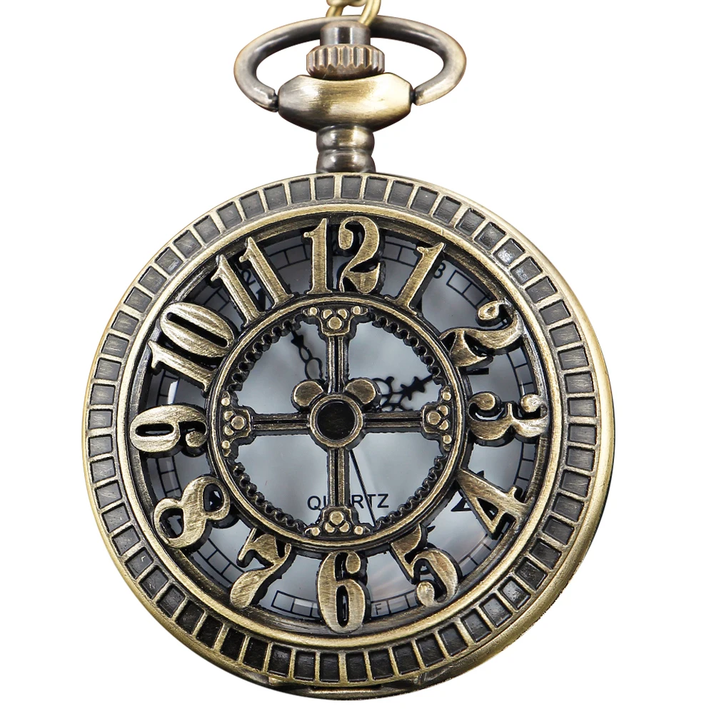 Retro Mini Exquisite Time Hollow Quartz Pocket Watch Necklace Clock Cross Digital Men's and Women's Best Gift Accessories