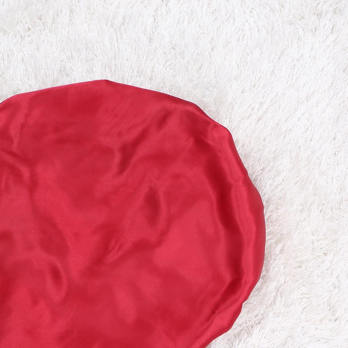 

Large Satin Sleep Imitation Silk Hair Bathing Hat Elastic Round Wine Red Comfortable Chemo Cap Cap