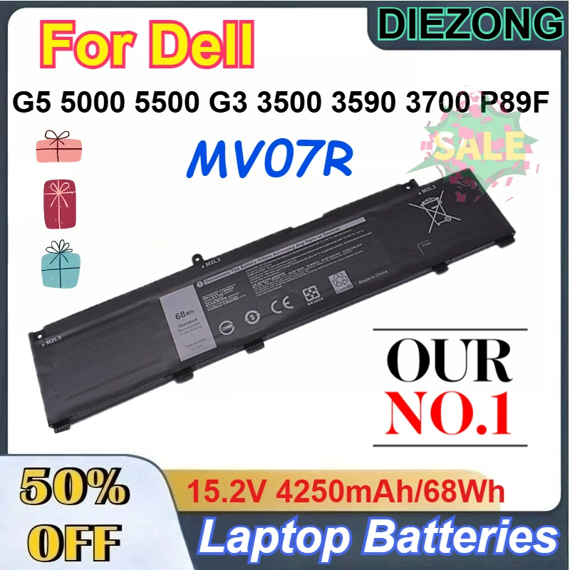 

15.2V 4250mAh/68Wh MV07R Rechargeable Lithium-ion Battery for Dell G5 5000 5500 G3 3500 3590 3700 P89F Laptop Batteries