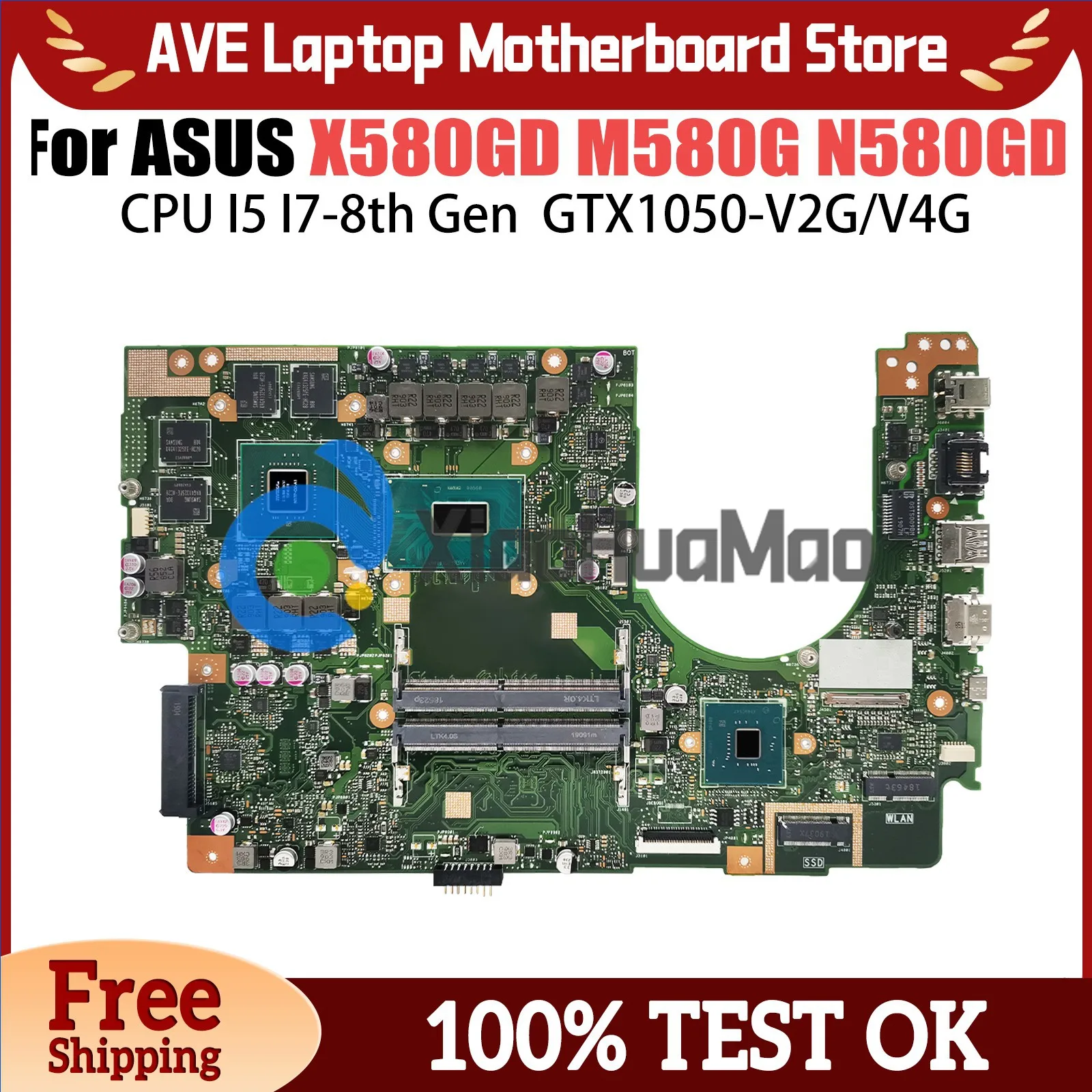 

X580GD Laptop Motherboard For ASUS Vivobook NX580G M580G N580GD NX580GD Notebook Mainboard CPU I5 I7-8th Gen GTX1050 GPU