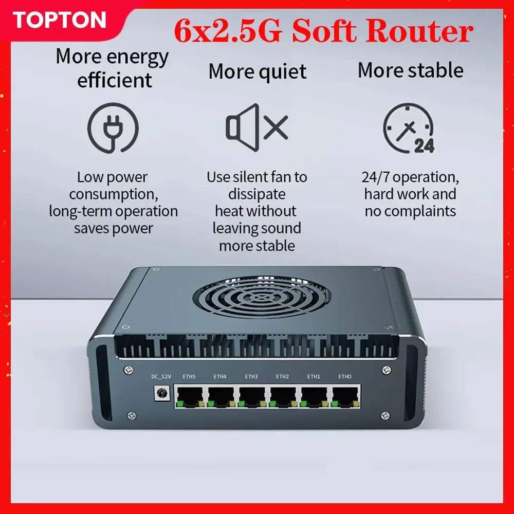 Topton 6xi226-V 2.5G Yumuşak Yönlendirici Intel i7 13620H 1265U i5 1245U i3 1215U Güvenlik Duvarı Mini PC 2xDDR5 NVMe Proxmox pfSense OPNsense