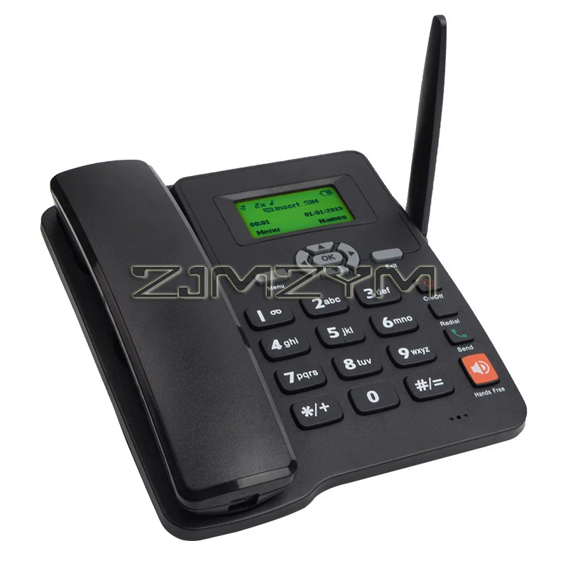 Cordless Phone Desktop Telephone SIM Card 2G Fixed Wireless Phone with Antenna Radio Alarm Clock Function for House Home Call