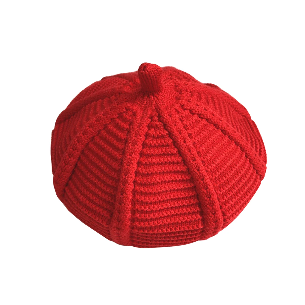 

Kids Beret Wool Children Warm Lightweight Soft Red Weaving Hat For Kids Color Fall Cap Girls Accessories