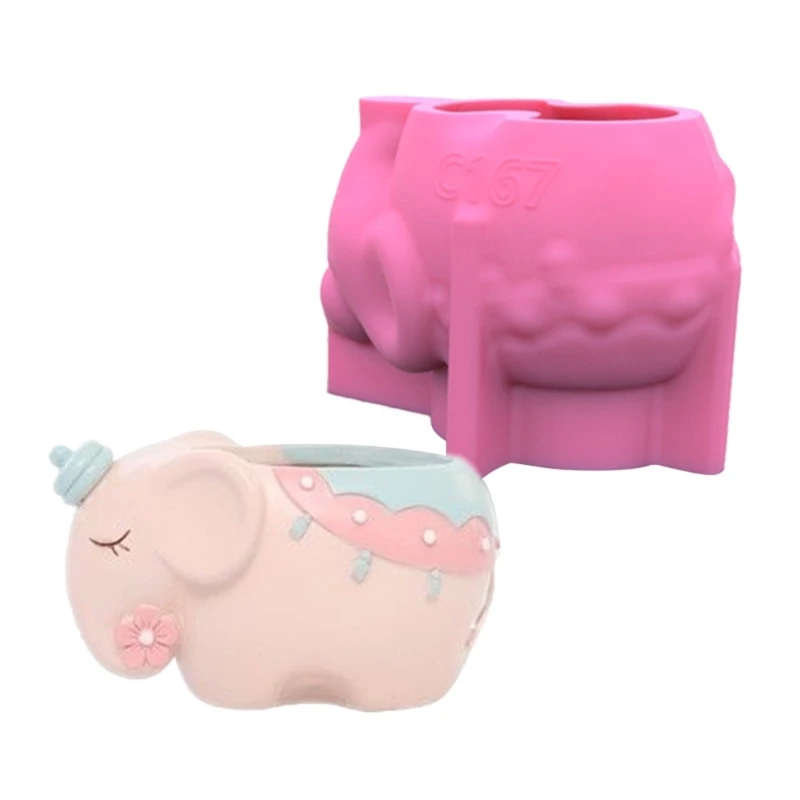 Elephant Gypsum Silicone Mold Diy Succulents Concrete Flower Pot Vase Plaster Cement Mold Clay Mold Pen Holder Mold