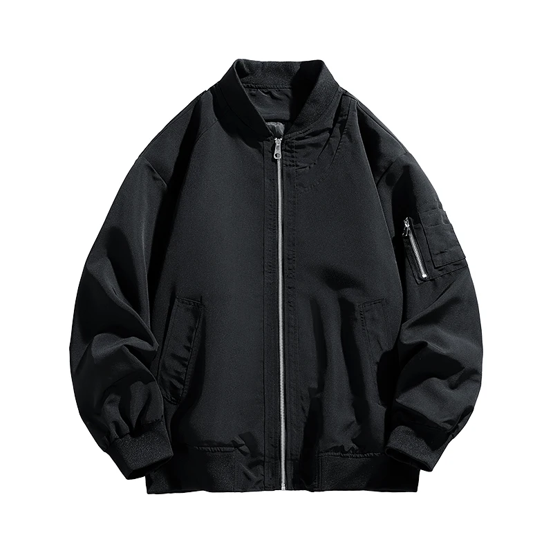 سترة طيران برقبة دائرية ملابس رجالية، نمط جديد للربيع والخريف والشتاء، قميص بيسبول فضفاض وغير رسمي
