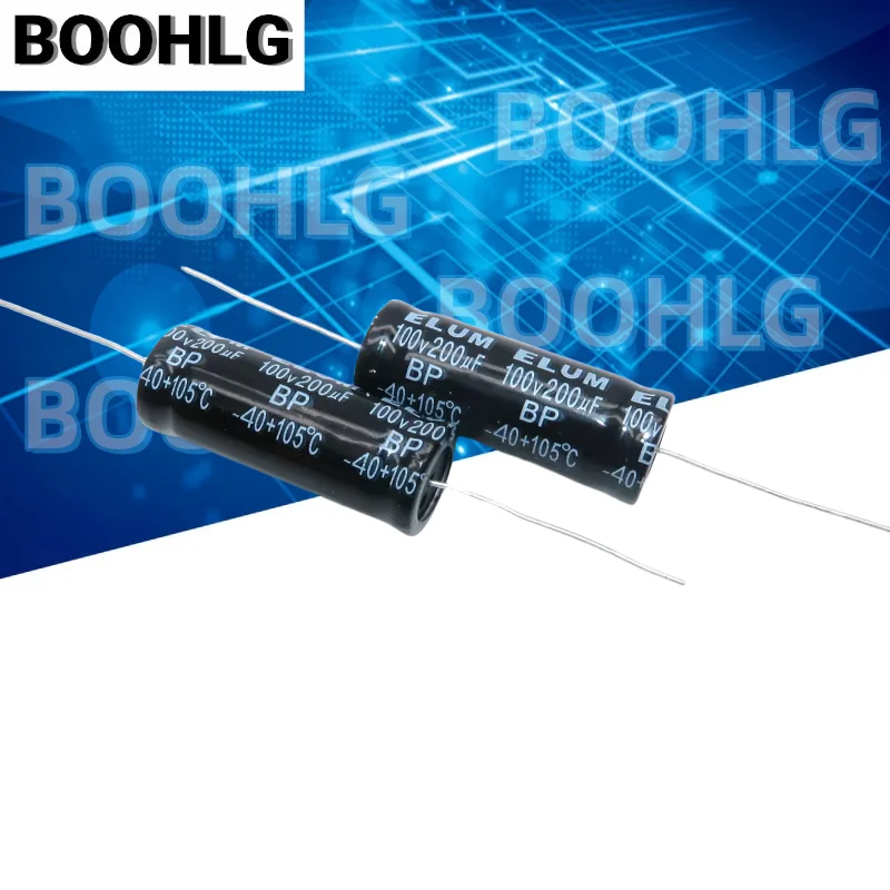 2pcs 100V200UF audio frequency division BP axial non-polar electrolytic capacitor 100v 200uf 16X40mm