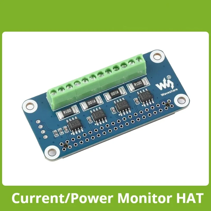 Waveshare 4-ch Current/Voltage/Power Monitor HAT for Raspberry Pi, I2C/SMBus Interface