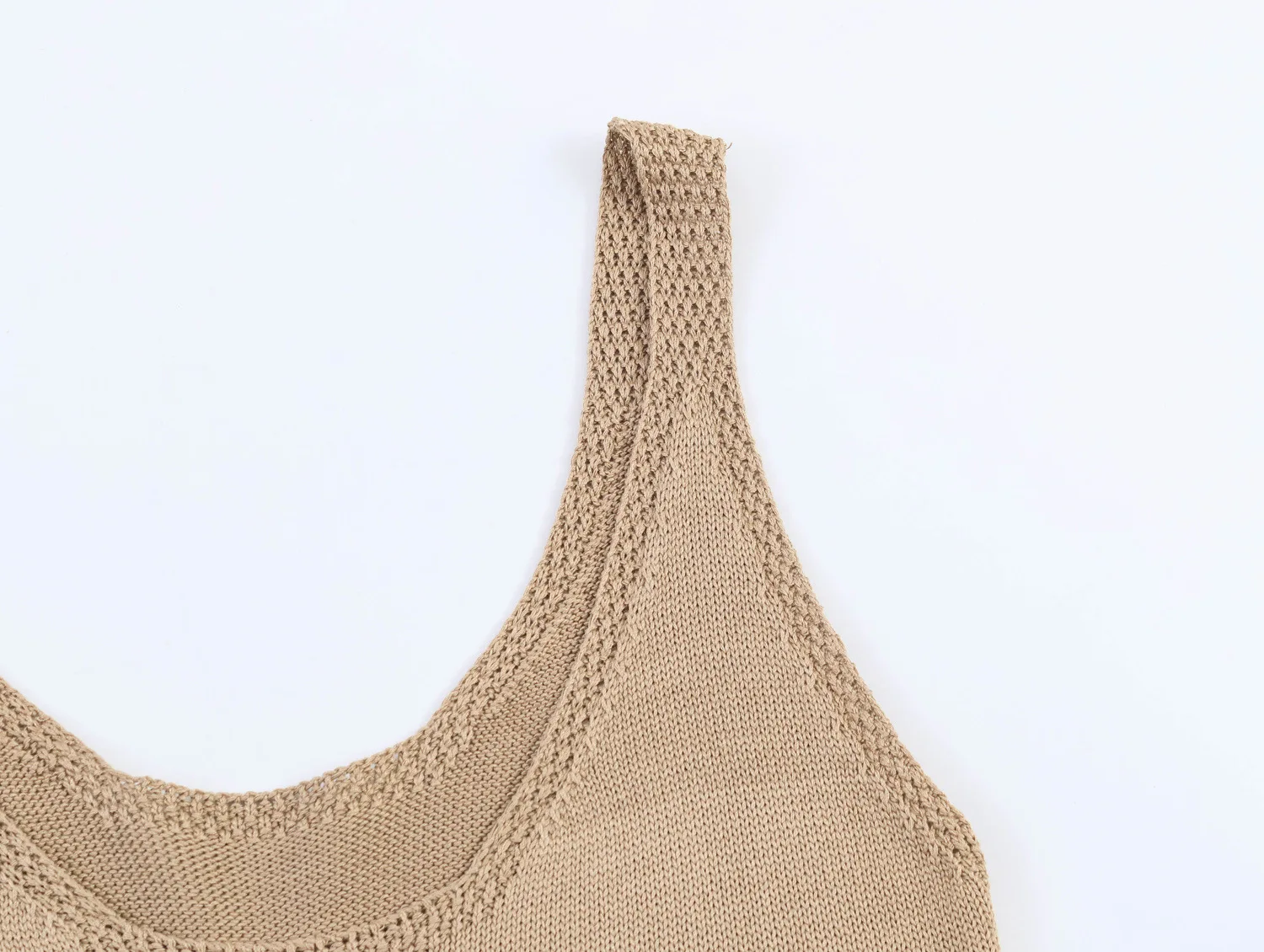 Bohemia Quasten-Strandtop für Damen – Ärmelloses Vintage-Stricktop mit O-Ausschnitt für den Sommer – Detail 5