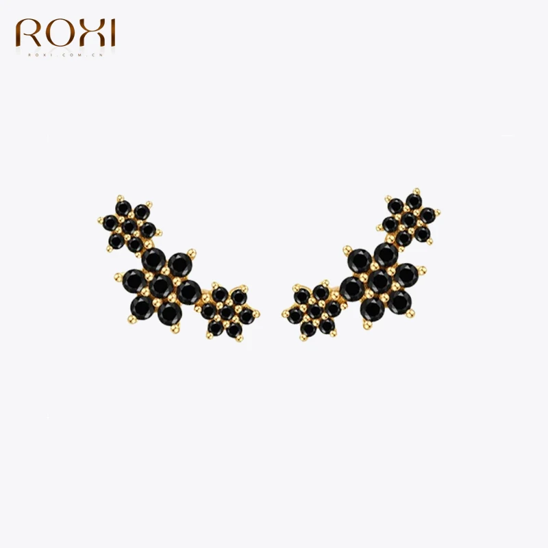ROGHTS-Boucles d'oreilles en argent regardé 925 pour femme, Ins Anni Flowers, Crown Star, Spider Sequation Stud, Piercing Jewelry, Birthday Gift