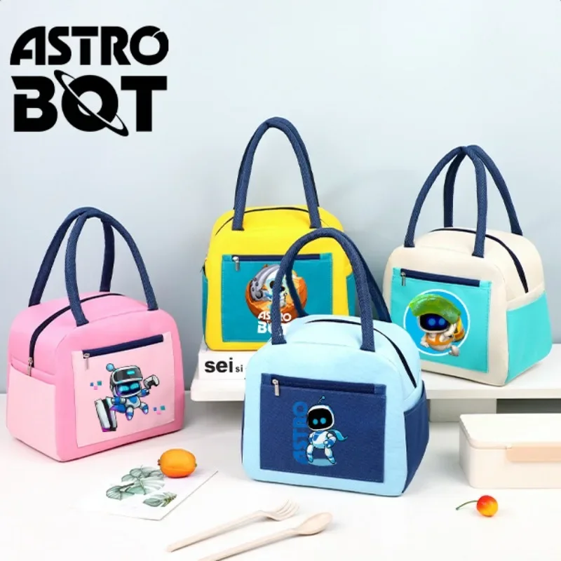 Astro Bot Lunch Bag Anime Cartoon Printed Handbag Cute Portable Insulation Bags Large Capacity Food Thermal Storage Pouch Gifts