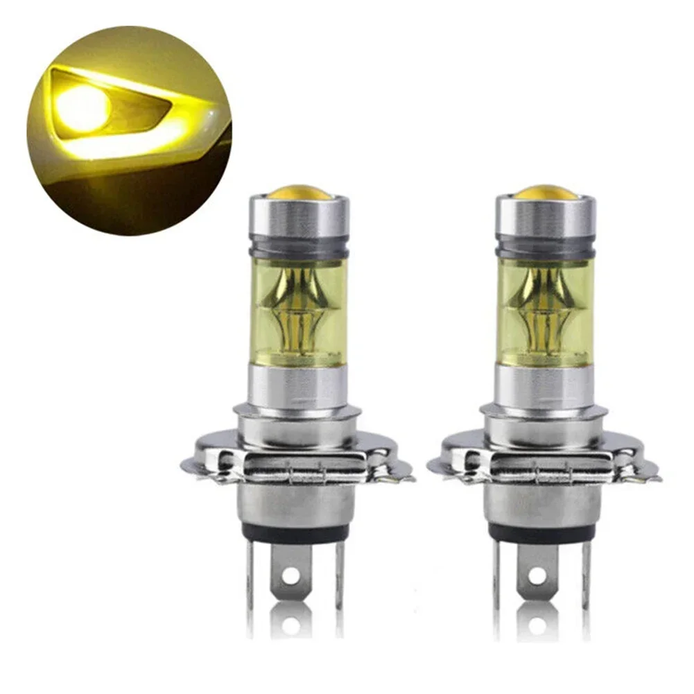 2pcs H4 4300K Yellow 100W LED Headlight Light Fog Lamp Bulbs Fit For Toyota Universal H4 LED Light Bulbs Car Accessories