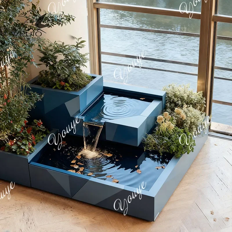 X Stainless steel circulating flowing water flower box courtyard outdoor balcony garden terrace viewing flow platform