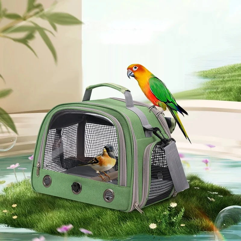 

Portable Birdcage Parrot Carrier Bag, Bird Backpack with Perch and Tray Curtain for Budgie Parakeet Samll Pet Travel Handbag New