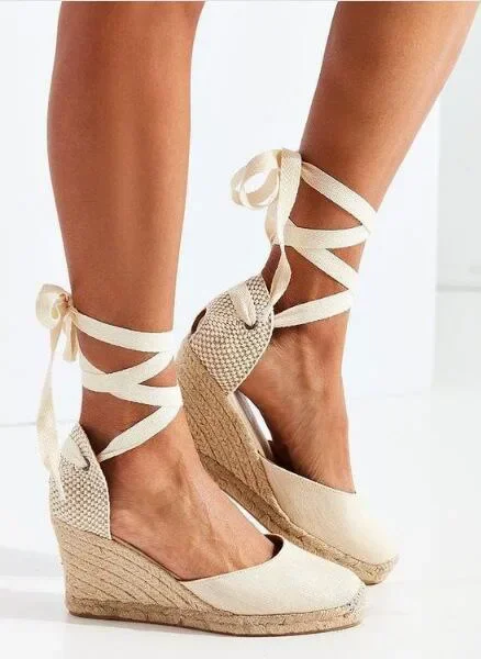 2024 Women\'s Espadrille Ankle Strap Sandals Comfortable Slippers Ladies Womens Casual Shoes Breathable Flax Hemp Canvas Pumps